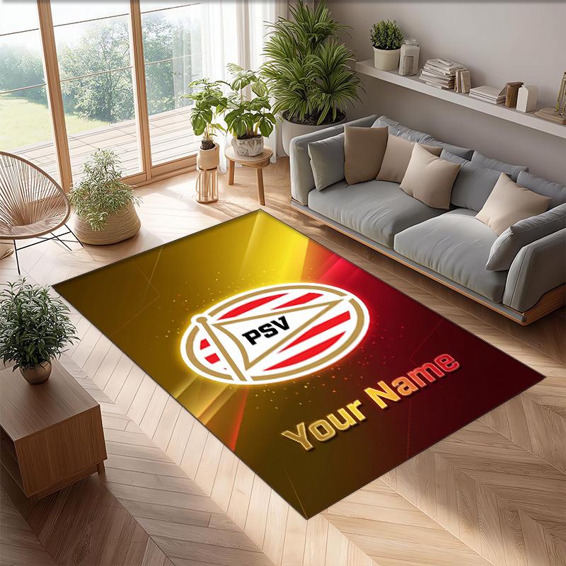 PSV Eindhoven FC Printed Crystal Velvet Rug Non‑Slip Crystal Velvet Carpet For Sofa Bedroom Indoor Home Decoration