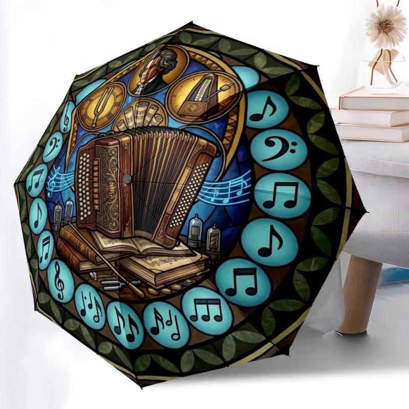 Musicians Legacy pattern umbrella, portable and foldable design, 8 ribs, a casual accessory for Halloween, Christmas, and birthday gifts.