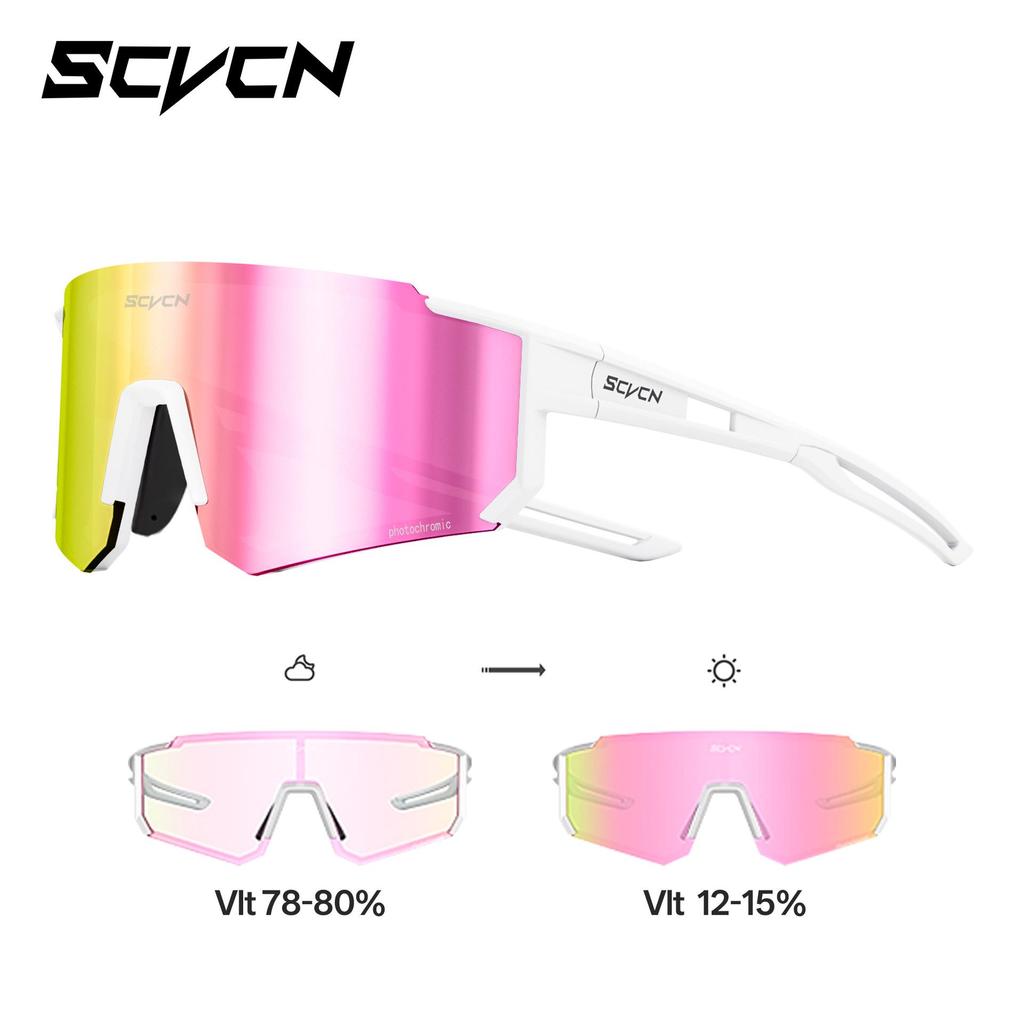SCVCN Photochrome Radsport- und Laufbrille für Damen & Herren - Winddicht, Bunt, Outdoor-Sport-Sonnenbrille