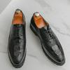 Men's Shoes Spring and Autumn Crocodile Pattern Pointed Leather Shoes Men's British Style Trend Casual Shoes Men's Wedding Groom Shoes