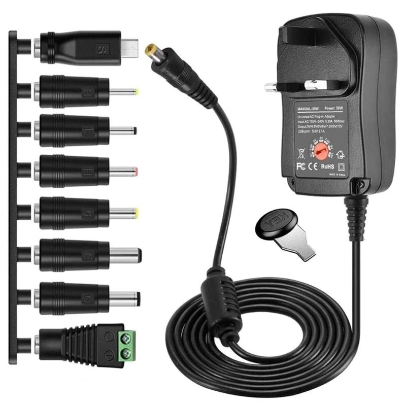 

Універсальний адаптер живлення AC110-240V DC3V-12V, 30W, блок живлення, зарядний пристрій для світлодіодних стрічок, динаміків, ваг, роутера