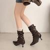 Belt Buckle Mid-Tube Boots Fashion Pointed Toe Sleeve Anti-Slip Wear-Resistant Slim Heel