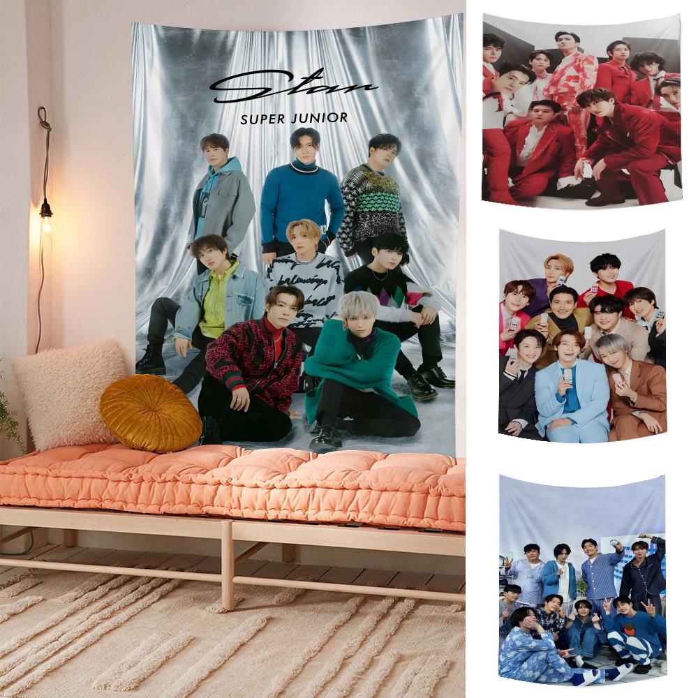 Kpop Band SSuper Junior Tapestry Microfiber Wall Hanging For Bedroom Living Room Decor Outdoor Festival Garden Bar Background