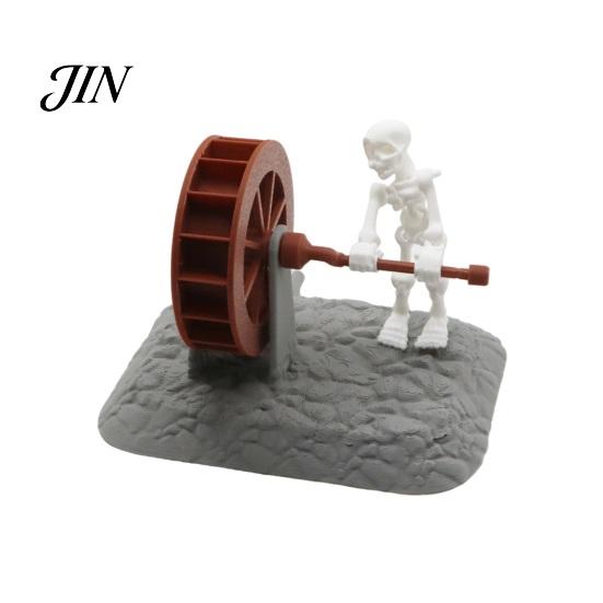 Fish Tank Ornament Waterwheel Skeleton Decoration for Tank, Spooky Skull Aquarium Underwater Decor Ornament, Landscaping Accessories