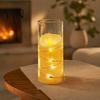 Realistic Flickering Candles for Christmas Flameless LED Candles, Battery Operated Acrylic Pillar with Embedded Wedding Table Centerpiece String, Fake