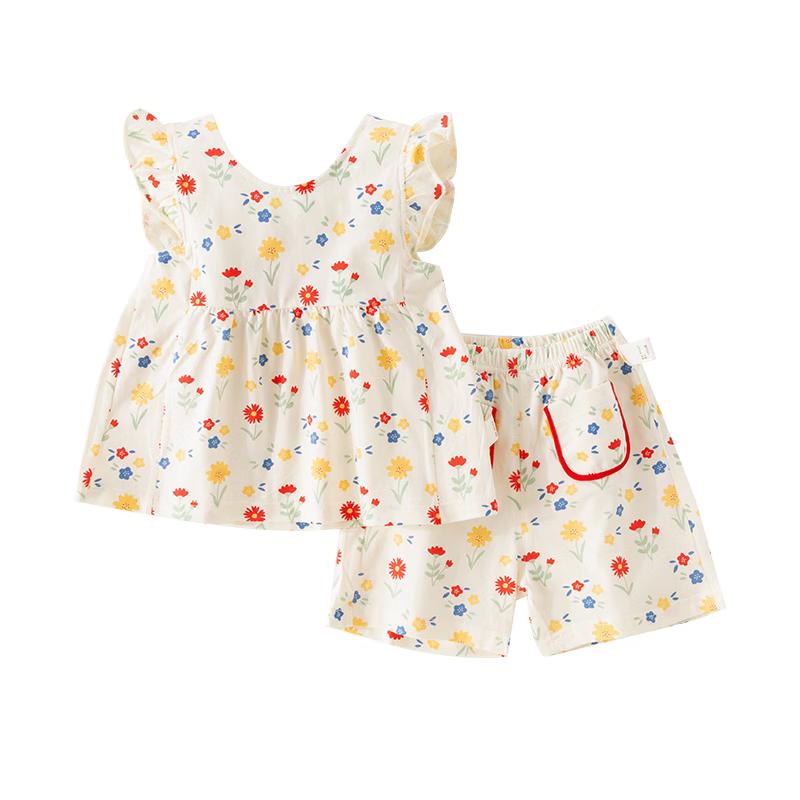 Happy Little Bear Baby Girl's Summer Cotton Set