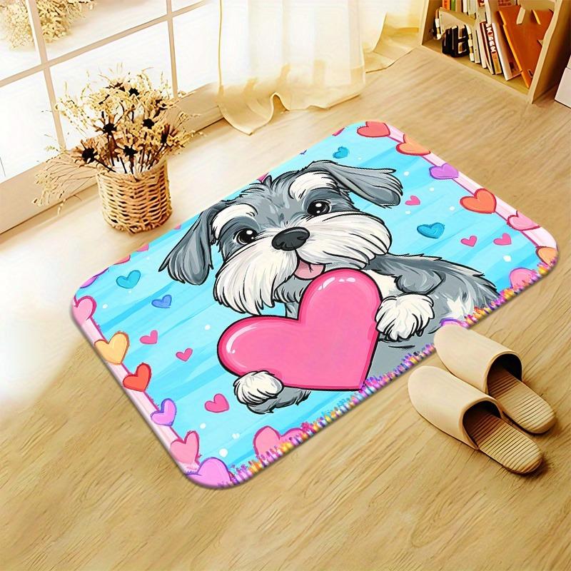 Cartoon Schnauzer high definition printing door mat - non-slip, water-absorbing microfiber polyester mat