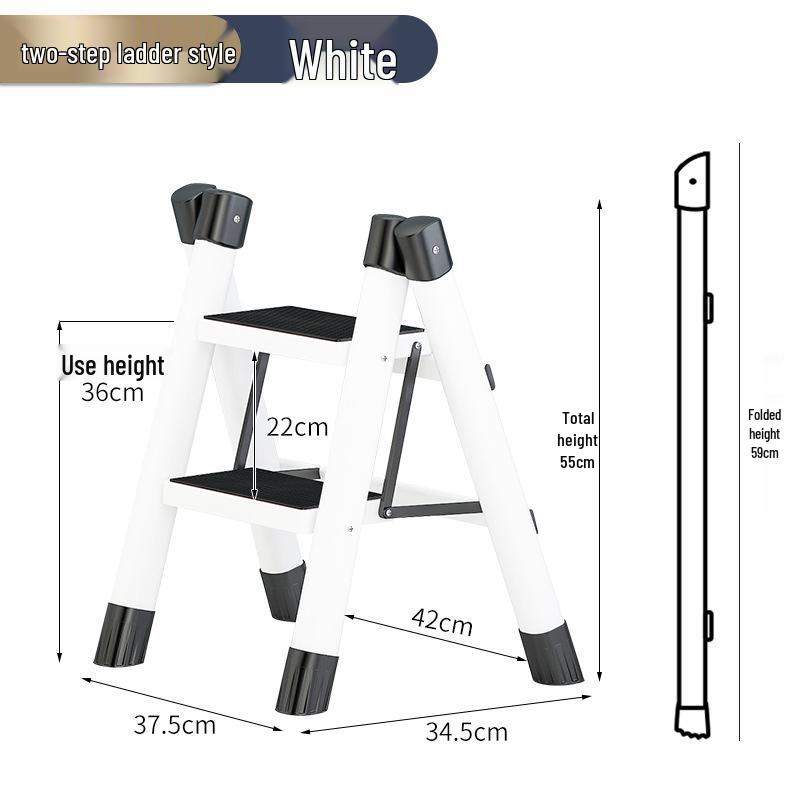 Three-Step Foldable Telescopic Household Ladder Stool, Lightweight A-frame for Multi-functional Use.