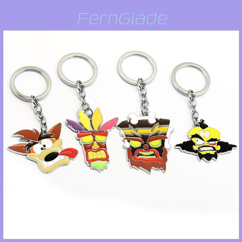 Premium Quality Crash Bandicoot Action Figure Aku Mask Dr Neo Cortex Keyring Pendant