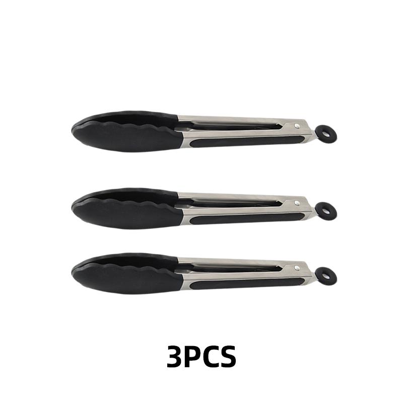 1/3pcs Stainless Steel Cooking Tongs with Non-Slip Silicone Tips 9inch Heat-Resistant Tongs for BBQ Oven Grilling Salad Kitchen