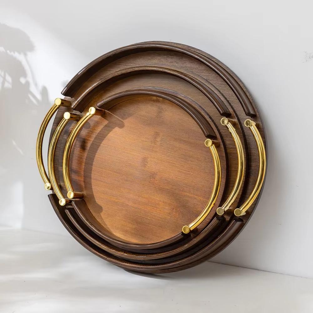 Simple Style Fruit Tray Round Food Plate Practical Light Luxury Tea Set Tray Afternoon Tea
