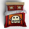 Ghost Illustration with "Boo!" Bedding Duvet Cover Set  (1*Duvet Cover 2*Pillowcases, Without Duvet Insert)