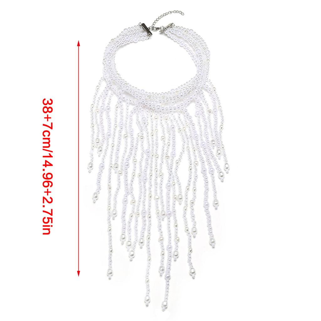 Elegant Waterfall Faux Pearl Necklace Adjustable Clavicle Chain Fashion Jewelry For Evening Parties And Daily Wear