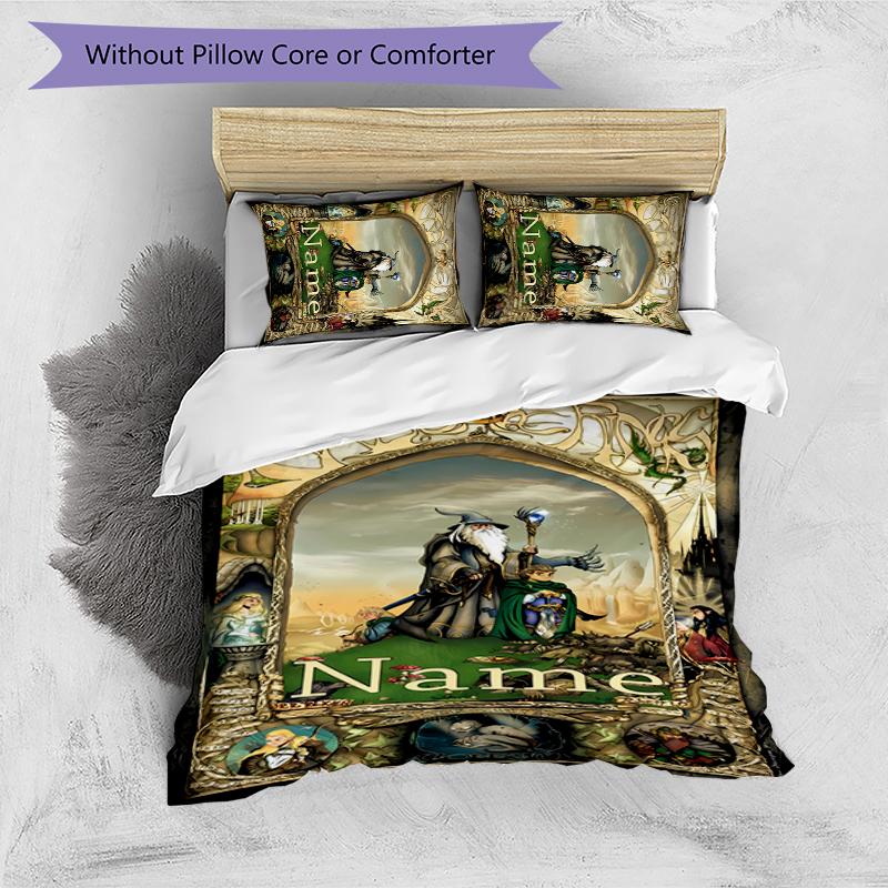 3pcs Custom Name The Fellowship of the Ring Bedding Set Duvet Cover Closure Includes 1 Duvet Cover & 2 Pillowcases for All Seasons Bedroom Decor
