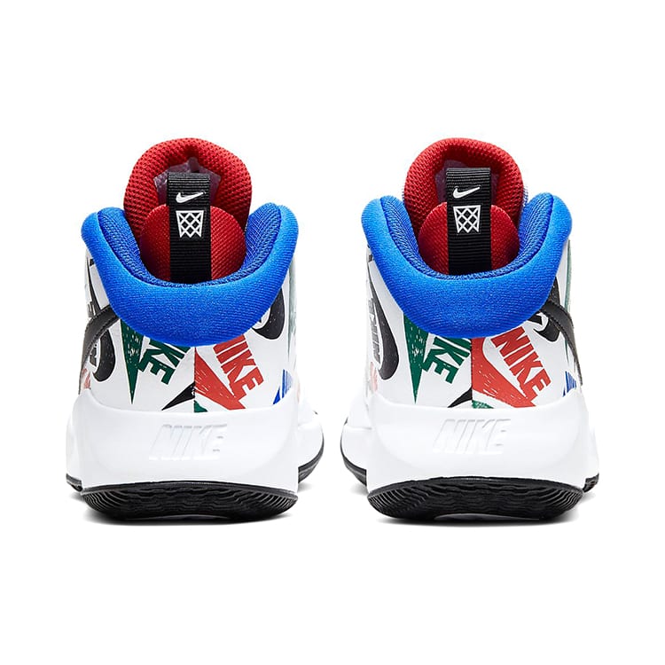 Nike Team Hustle D 9 Abrasion Resistant Breathable Mid top Performance Basketball Shoes Black White Blue Unisex CW5815-100