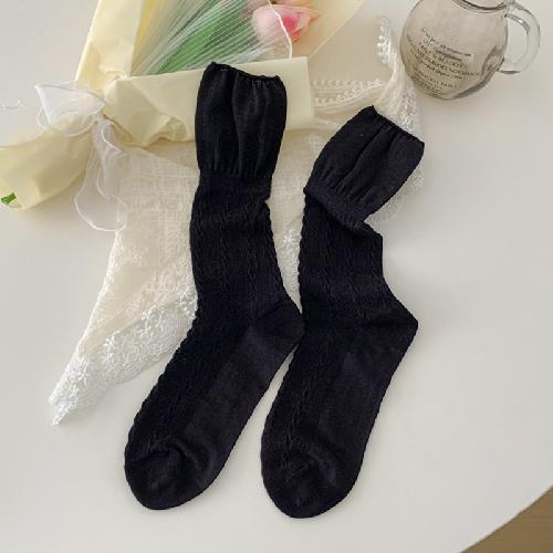New Solid Color Middle Tube Socks Summer Ballet Style Cotton Mesh Breathable Loose Socks Women Girls Japanese Sweet Casual Socks 39