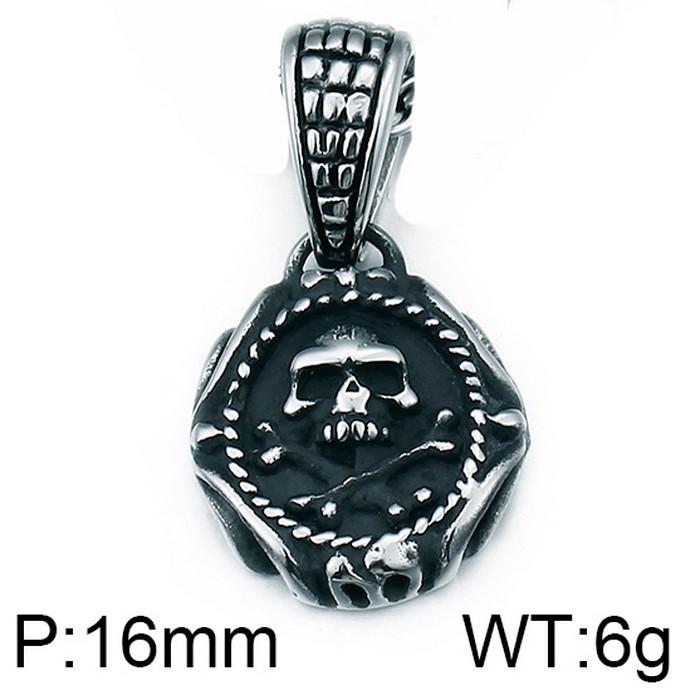 Vintage Cross Flower Inlaid With Black Zircon Necklace, Punk Style Personality Smeared Feathers Pentagram Titanium Steel Men'S Pendant