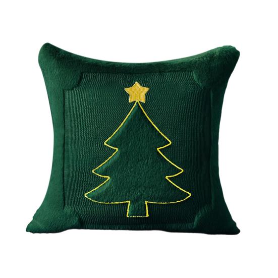 Christmas Throw Pillow Cover 18x18 Inch Plush Decorative Pillow Cover Xmas Tree with Embroidered