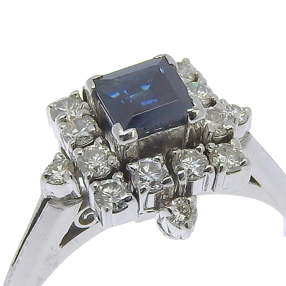 Anello Pt900Platino/zaffiro/diamante #6.2(Dimensione degli Stati Uniti) 5,1g Usato Donna