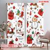 2pcs,2D Plane Printing Popular Curtain Panels Christmas Teddy Bear Santa Snowman (3) Versatile Polyester (without Rod) Art Deco