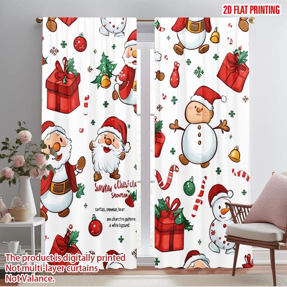 

2pcs,2D plane printing Popular Curtain Panels Christmas Teddy Bear Santa Snowman (3) Versatile Polyester (without rod) Art Deco 52.50×116.00 CM 2pcs