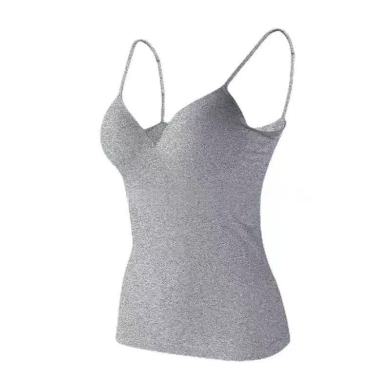 Plus-Size Women's Backless V-Neck Modal Camisole with Built-in Bra for Yoga