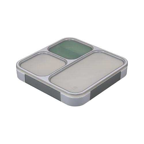 Foodman Slim Bento Box, Antibacterial 800ml, with Side Dish Cup, Gray, Leak-Resistant Double Sealing, Secure with 4-Point Lock, CB Japan DSK