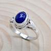 Anel de prata esterlina 925 com lápis-lazúli, joia oval com pedras preciosas