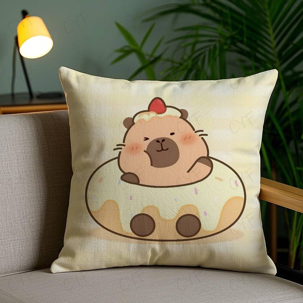 Niedlicher Cartoon Capybara Kissenbezug Sicheres Kissen mit individuellem Foto, Farbechter Kissenbezug aus gebürstetem Fleece, Sicher für Mütter und Babys.