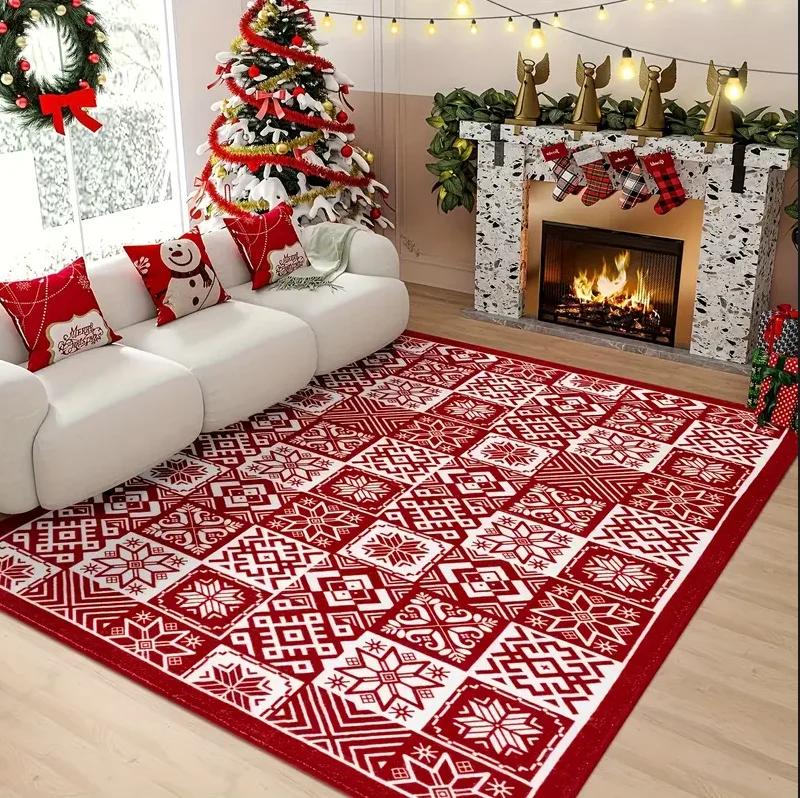 Elk Christmas Red Santa Claus Truck Pattern Carpet Door Mat Door Mat Living Room Carpet Christmas Room Home Decoration Rugs