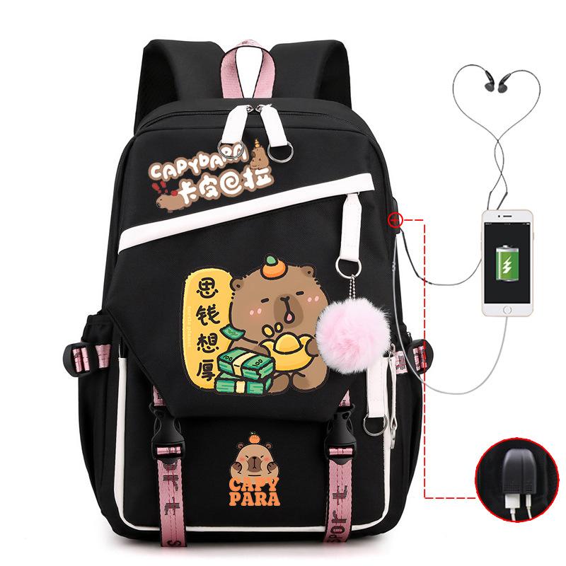 Kapibara fun peripheral printing new schoolbag cute cartoon primary and secondary school students spine backpack