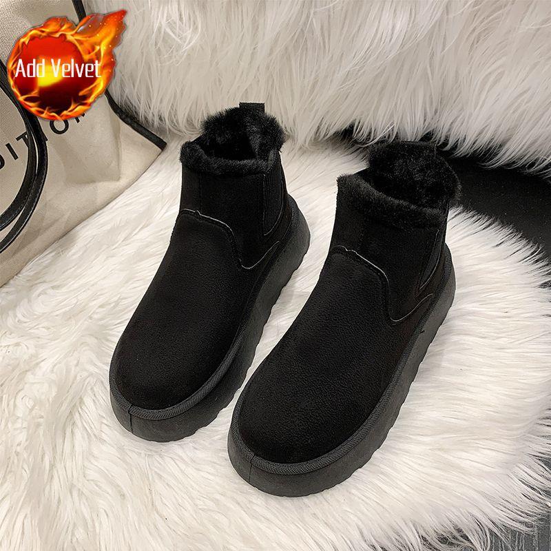 Plush Platform Ladies Shoes Large Size Warm Round Toe Women's Snow Boots Y2k Trend 2025 Fashion Chic and Elegant Booties Sale