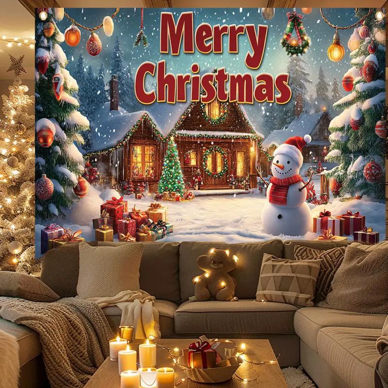 1pc 2D Flat, Merry Christmas Party Banner - Durable Polyester Material for Festive Wall Decoration, No Power Required Wsj