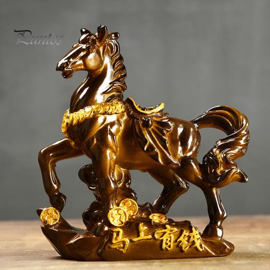 Horse Tea Pet Sculpture Resin Color-Changing Horse Ornament High Temperatures Money Symbol Base Home Decor for Tea Ceremony Wealth Display