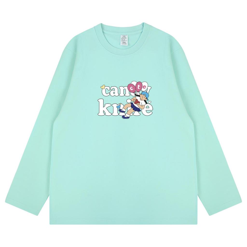 2024 Trendy Cartoon Print Long Sleeve T-shirt for Couples - Versatile and Loose Fit