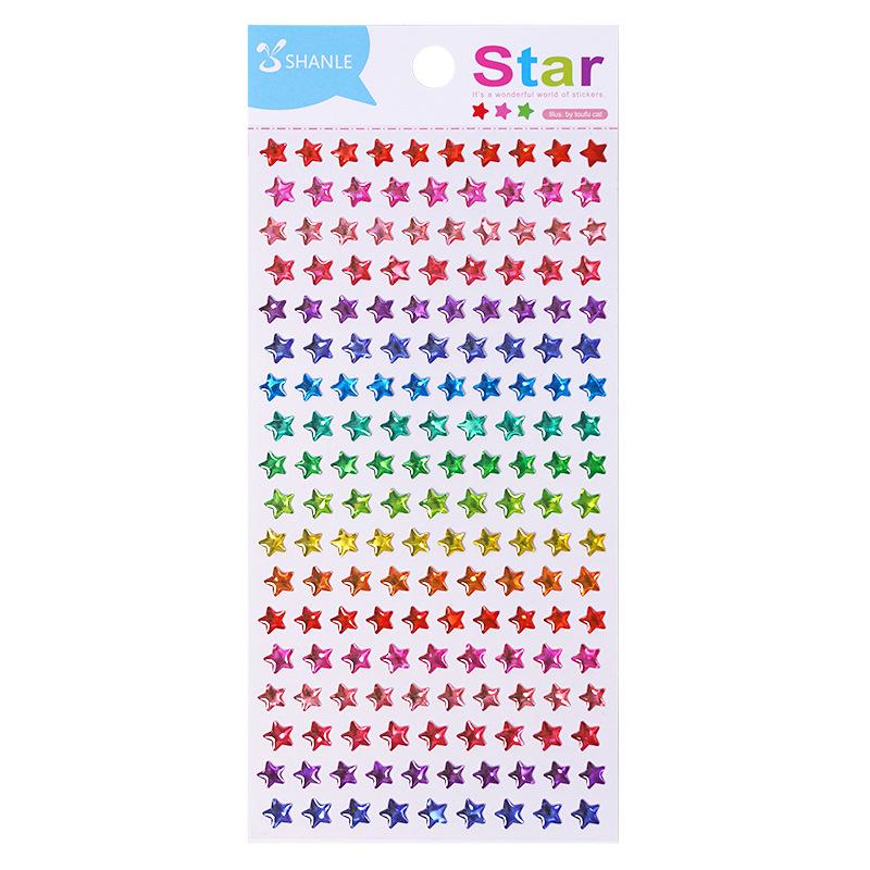 Color Little Star Sticker Red Love Crystal Three-dimensional Children's Reward Sticker Kindergarten Baby Puzzle Handmade