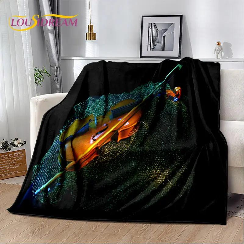 Classical Violin Music Plush Throw Blanket Soft Flannel for Living Room Bedroom Bed Sofa Picnic Cover