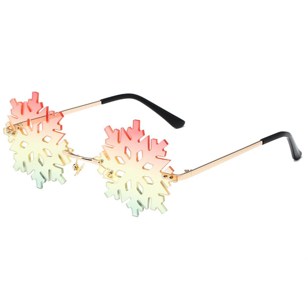 Fashion Colorful Snowflake Rimless Sunglasses for Girls Seaside Party Girls Taking Photo Christmas Camping Decors