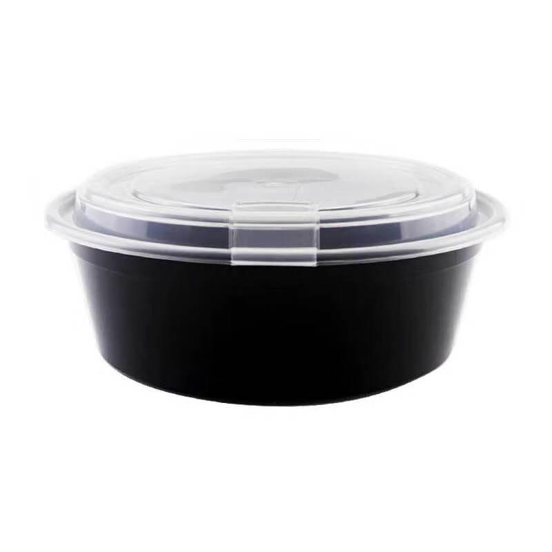 Disposable Black Round Food Container with Vented Dome Lid