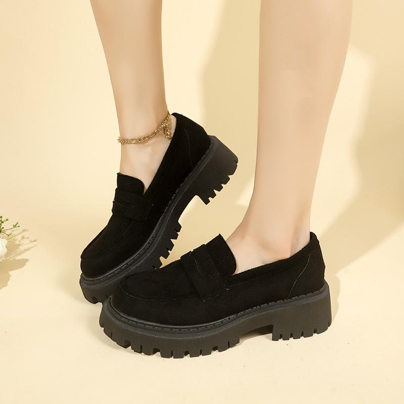 Autumn new one-pedal low-top women's large-size retro matte small leather shoes women