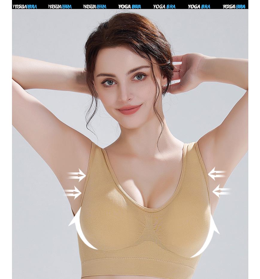 Bezszwowy biustonosz sportowy damski: Bez fiszbin, krzyżowy krój na plecach, idealny do jogi, biegania i fitnessu, dostępny w dużych rozmiarach