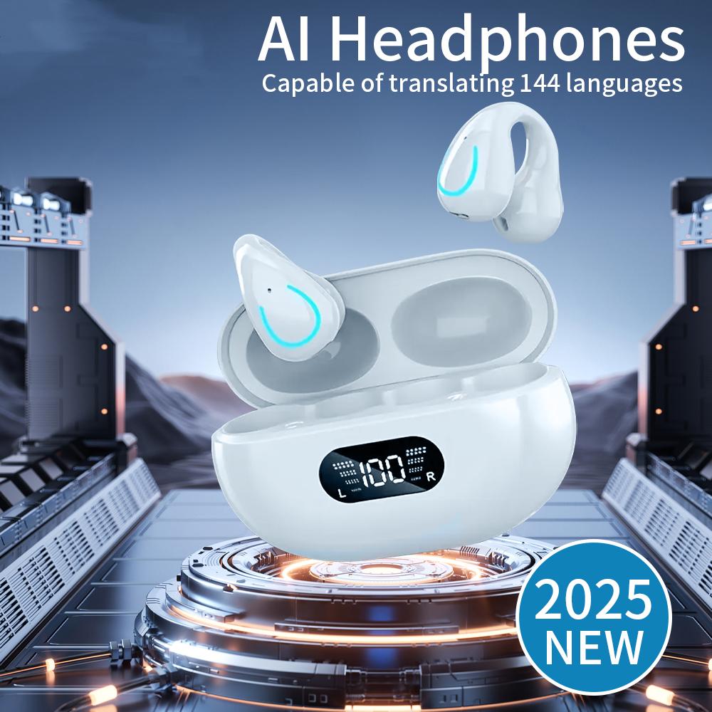 KI Übersetzungs-Ohrhörer, Sportkopfhörer mit Ohrbügel, hochauflösende Anrufe ohne Verzögerung, übersetzbare Ohrhörer in 144 Sprachen