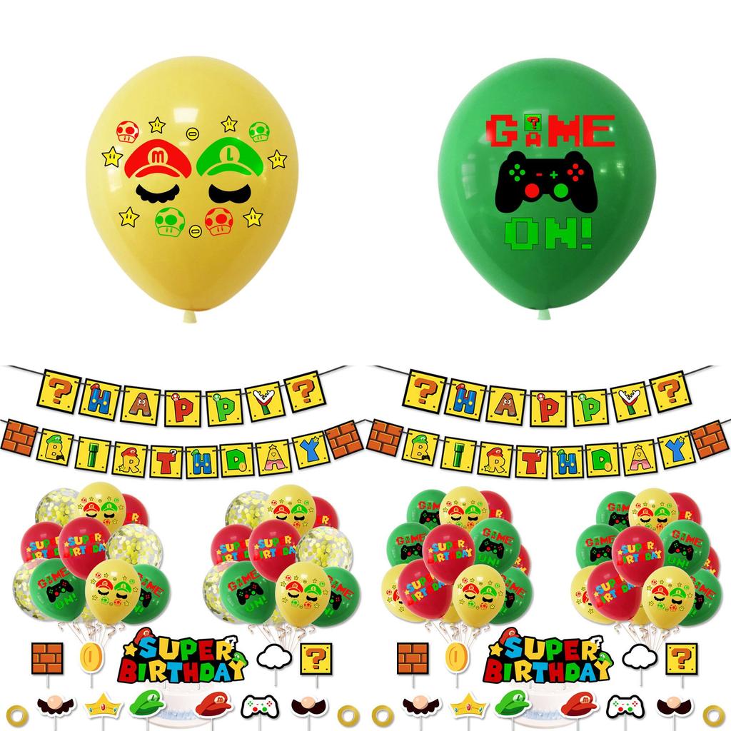 Popular Mario Latex Balloons For Cross-border Sales Super Mario Themed Party Decorations