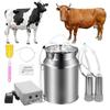 10L Cow Milk Milking Machine Goat/Sheep Pulsating Milking Machine Stainless Steel Milker Bucket With Vacuum Pump Set 220V-240V