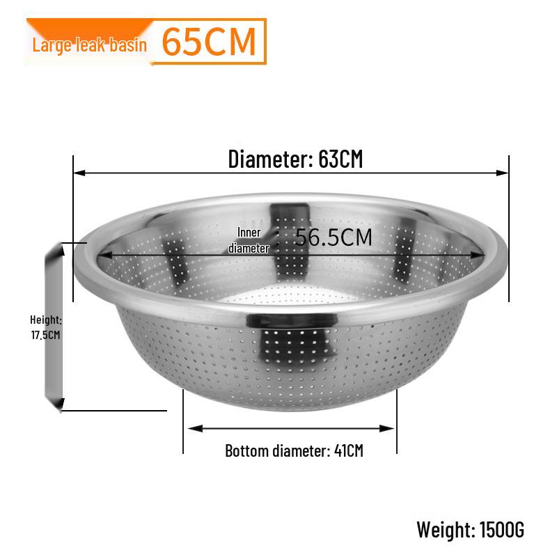 Extra Large Non-Slip Stainless Steel Bowl for Vegetables, Dough Kneading, and Laundry