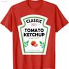 Κόκκινη Κέτσαπ DIY Κοστούμι Matching Halloween T-Shirt Vintage Γραφικό Ευέλικτο Ελαφρώς Μπλουζάκι Για Καθημερινή Χρήση Άνετο