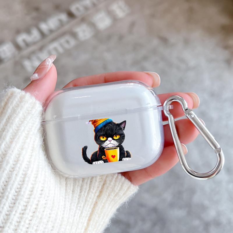 Cartoon Cat Graphic Silicon Case For Apple Airpods 1 or 2 Shockproof Cover For AirPods 3 Pro Pro2 Transparent Earphone Protector