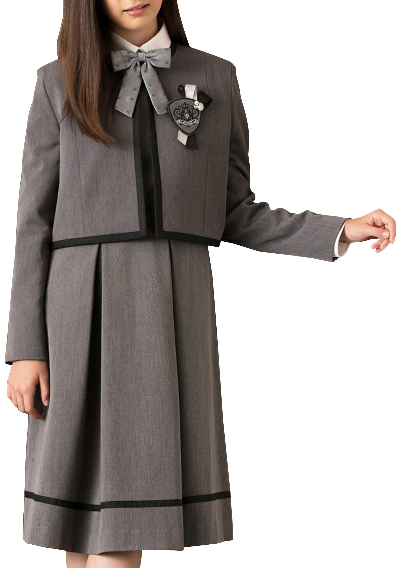 

Graduation Ceremony Elementary School Girls Suit Clothes Formal set of dress jacket patch ribbon Emilia 150cm [Arisana] Children s (4-piece + + + tie) серый