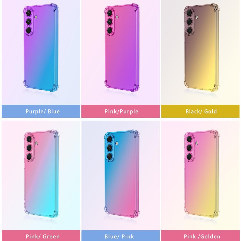 Four-corners Shockproof Gradient TPU Case for Samsung Galaxy S26 S2 FE Edge S2 Ultra Plus S2+ Protective Cover Frame Fundas