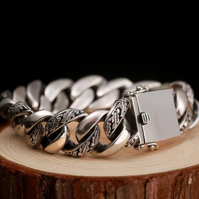 New Retro Cuban Bracelet for Men, Trendy and Domineering Motorcycle, European and American Hip-hop Street